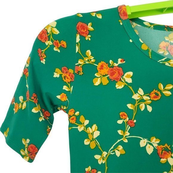 LuLaRoe Julia Sheath Pencil‎ Dress Green Orange Yellow Floral Stretch XS - Picture 9 of 11